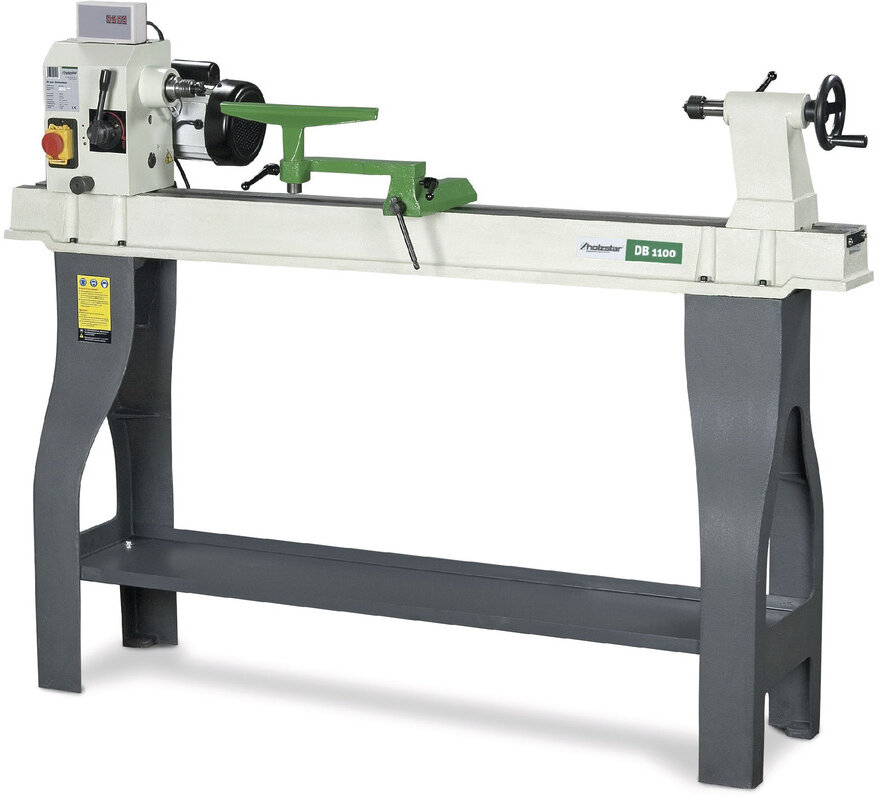 Träsvarv max. svarvdiameter 358 mm centrumlängd 1100 mm 0,75 kW 230V variabel hastighet Holzstar