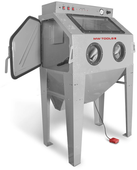 Professionelle Strahlkabine 350 L mit Absaugung und Handpistole mit festem Kopf MW Tools