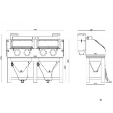 Professionelle Doppelstrahlkabine 880 L mit Absaugung MW Tools