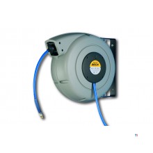 Compressed air and water reel 15 m Ø 1/4" 15 bar Tech with automatic roll-up and swivel wall bracket Zeca