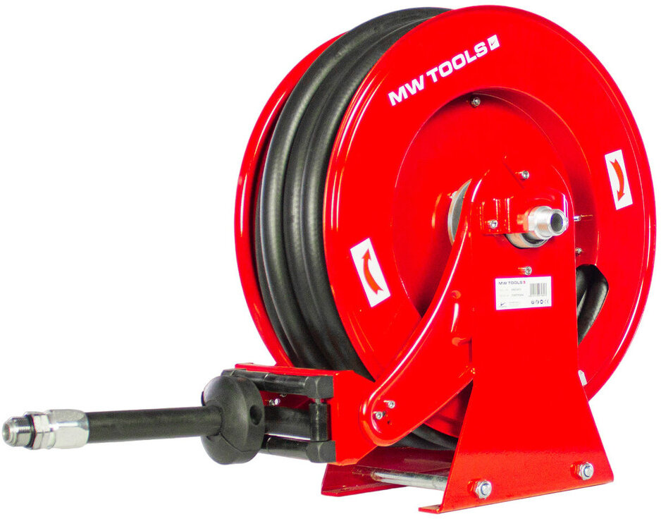 Dieselhaspel 15 m Ø 3/4" 20 bar Stahl pulverbeschichtet mit Aufrollautomatik und fester Wandhalterung MW Tools