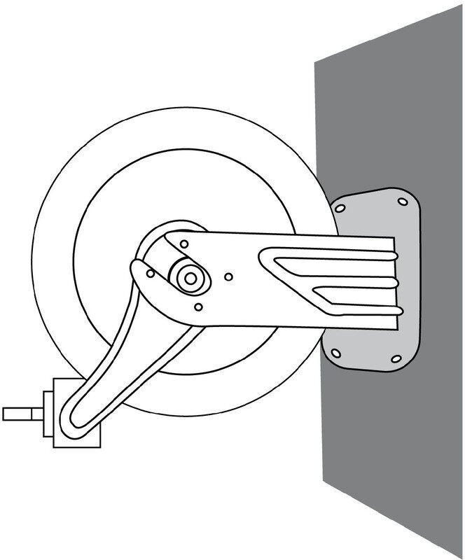 Dieselhaspel 15 m Ø 3/4" 20 bar Stahl pulverbeschichtet mit Aufrollautomatik und fester Wandhalterung MW Tools