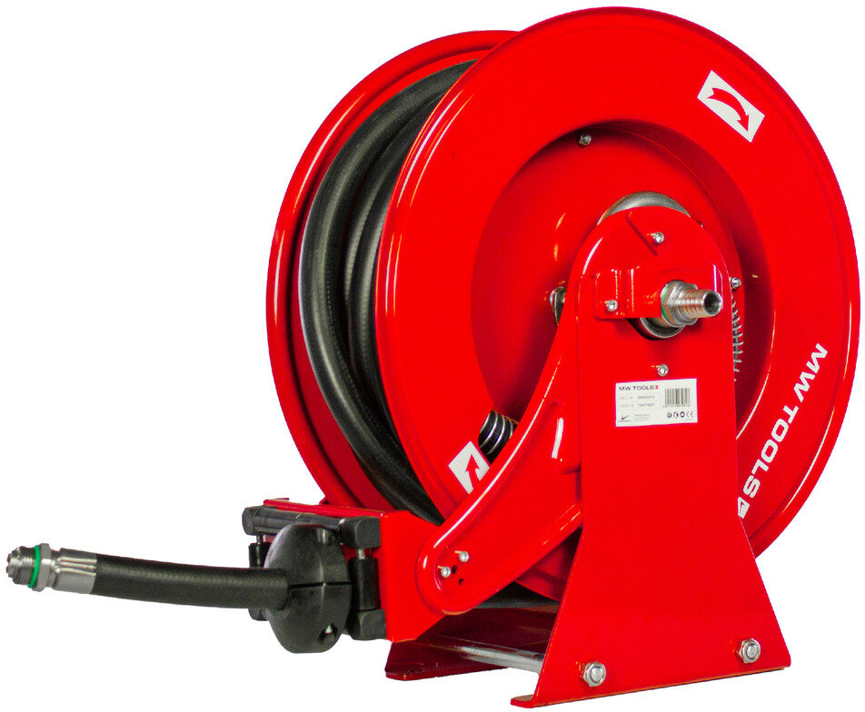 AdBlue-spole 15 m Ø 3/4" 20 bar Pulverlakeret stål med automatisk oprulning og fast vægbeslag MW Tools