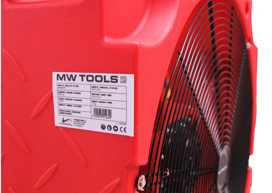 Mobiler Ventilator PE Ø600mm 180W 230V MW Tools