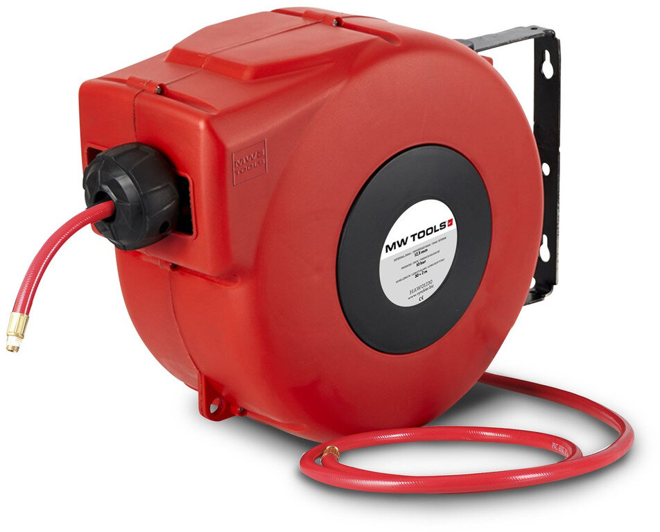 Drucklufthaspel 15 m Ø 1/4" 10 bar PP mit Aufrollautomatik und schwenkbarer Wandhalterung MW Tools