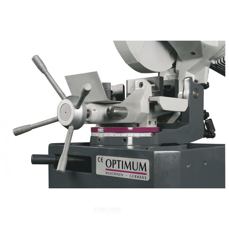 Manual crosscut saw, blade diameter 315 mm, 19/38 rpm, 0.75/1.5 kW, 400V, with cooling pump and base for steel and stainless ste