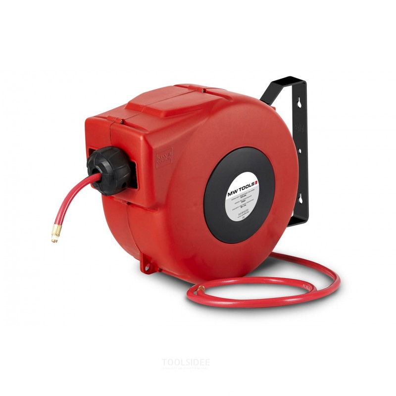 Compressed air reel 17 m Ø 1/2" 10 bar PP with automatic roll-up and swivel wall bracket MW Tools
