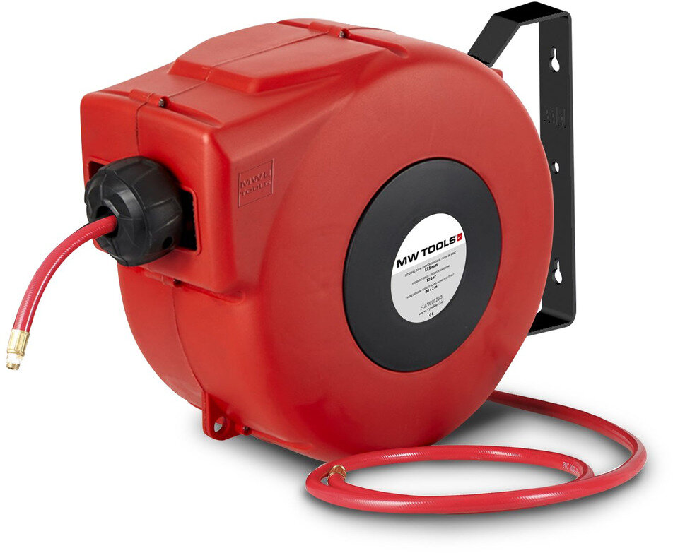 Drucklufthaspel 14 m Ø 3/8" 10 bar PP mit Aufrollautomatik und schwenkbarer Wandhalterung MW Tools
