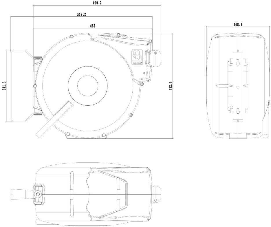 Drucklufthaspel 14 m Ø 3/8" 10 bar PP mit Aufrollautomatik und schwenkbarer Wandhalterung MW Tools