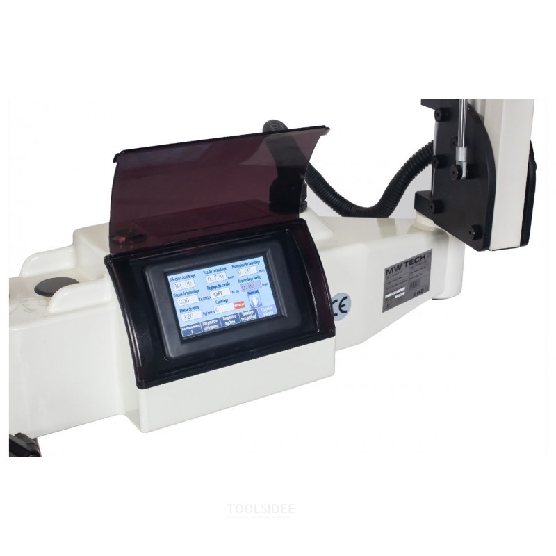 Elektrisk gevindboringsarm M3 til M16 PLC-styreservo 0,6 kW 230V aktionsradius 1500 mm inklusive 8 gevindboringspotter, glidekob