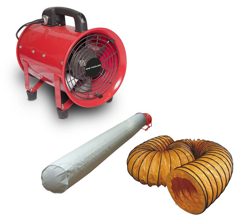 Ventilator MV200 met slang en filterzak MW Tools Ventilator MV200 met slang en filterzak MW Tools