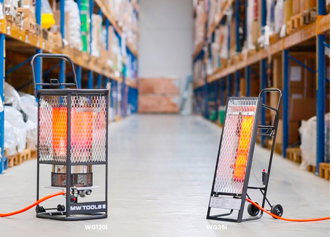 Infrarød gasvarmer 36kW 360° strålevarme MW Tools