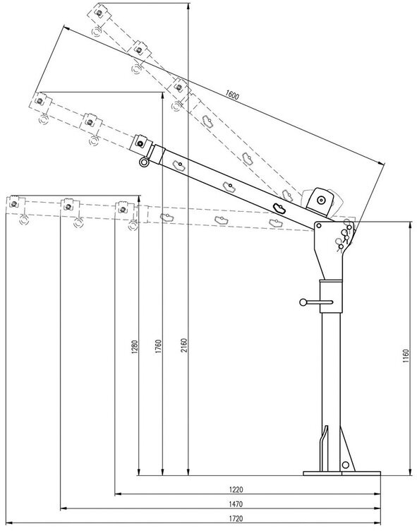 Mobilkran 300/500 kg med elektrisk spil MW Tools