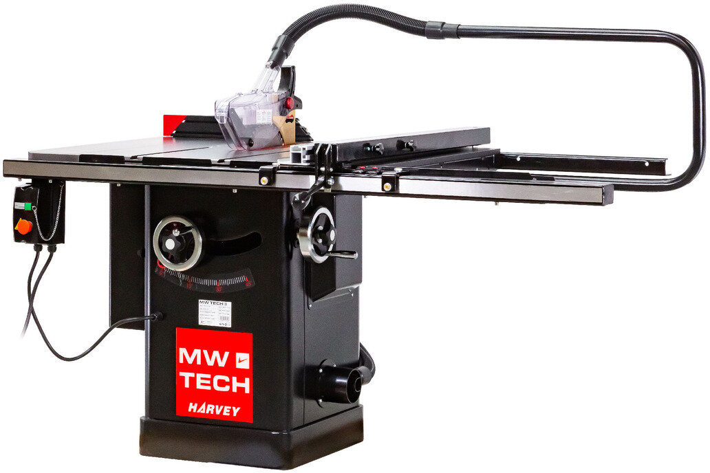 Profesjonelt sagbord, sagehøyde 79 mm, langsgående saging 91 cm, 2,25 kW, 230V med snekkedrevsagenhet Harvey MW-Tech