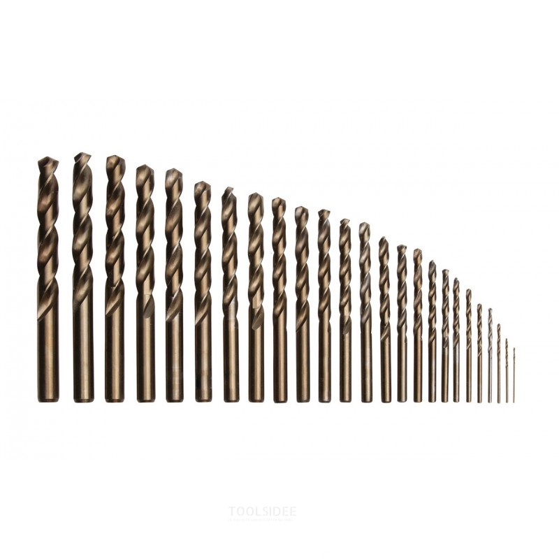 25-osainen hiottu HSS-kobolttiporanteräsarja DIN338-G 1–13 mm / 0,5 mm Optimaalinen