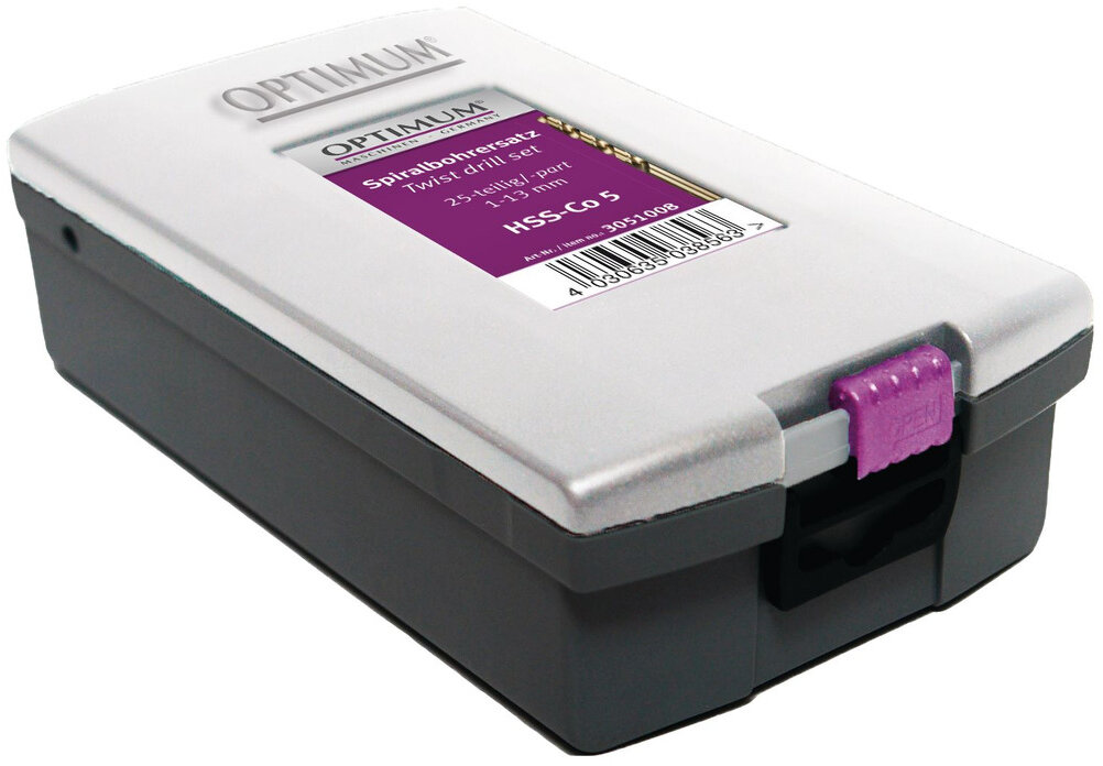 25-delt slebne HSS-koboltboresæt DIN338-G 1 til 13 mm pr. 0,5 mm Optimum 25-delt slebne HSS-koboltboresæt DIN338-G 1 til 13 mm pr. 0,5 mm Optimum