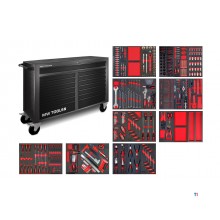 Fylt bred, svart verktøyvogn XL 514-delers MW Tools