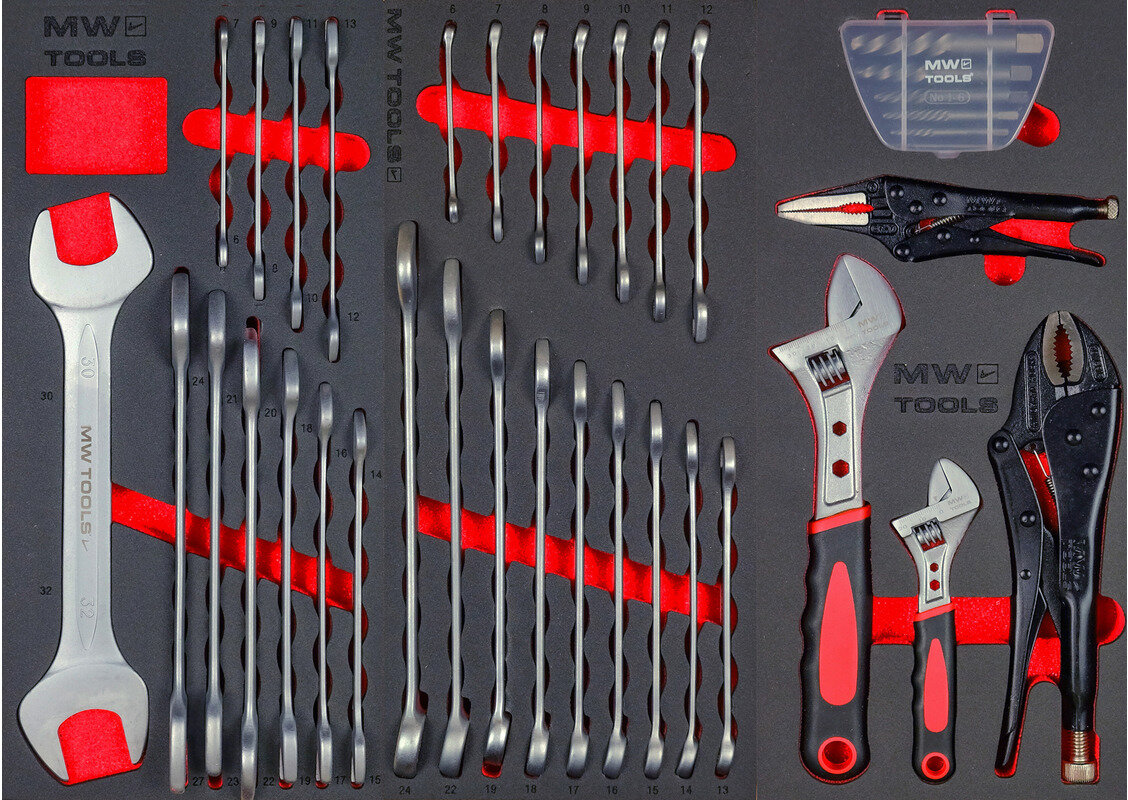 Fylt bred, svart verktøyvogn XL 514-delers MW Tools