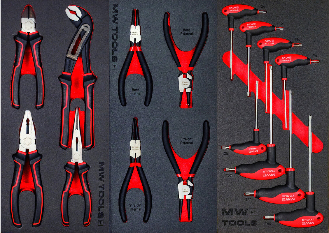 Fylt bred, svart verktøyvogn XL 514-delers MW Tools