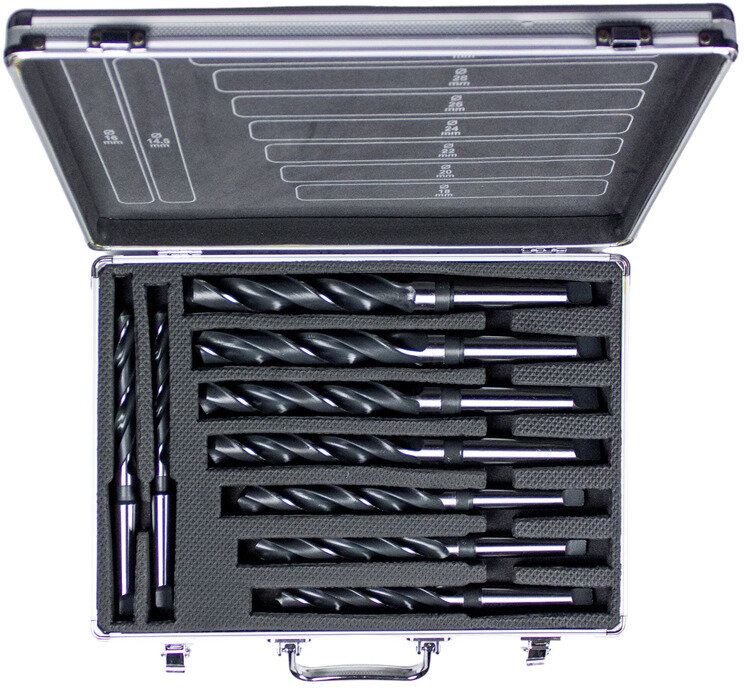 9-delt HSS konisk boresæt med valsede gevind DIN345 MK2 og MK3 bor MW Tools 9-delt HSS konisk boresæt med valsede gevind DIN345 MK2 og MK3 bor MW Tools