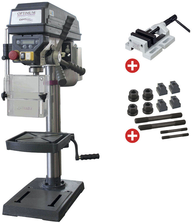 Professionel bænkboremaskine til boring op til ø 16 mm, MK2-montering, 500W, 230V, 5 hastigheder, boretvinge og Optidrill-spænde