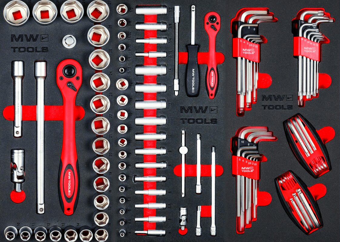 Fyldt værktøjsvogn STARTER 212-dele MW Tools Fyldt værktøjsvogn STARTER 212-dele MW Tools