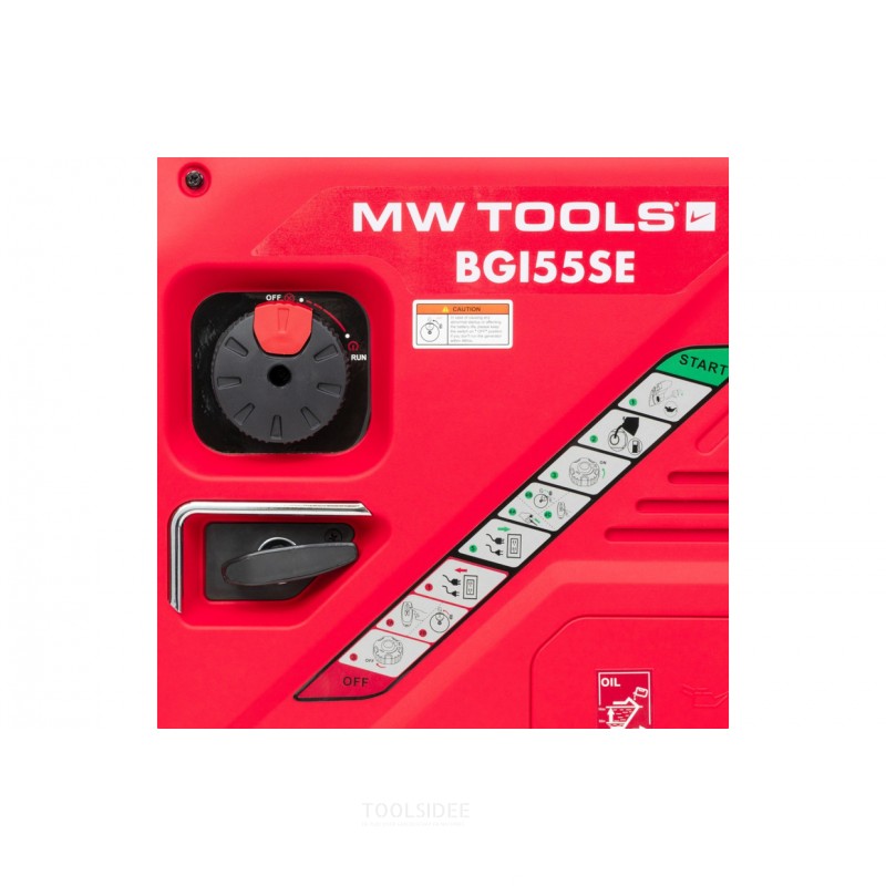Geluidsarme benzine inverter generator 5,5 kW 230 V, met elektrische start en ATS contact. MW Tools Geluidsarme benzine inverter generator 5,5 kW 230 V, met elektrische start en ATS contact. MW Tools