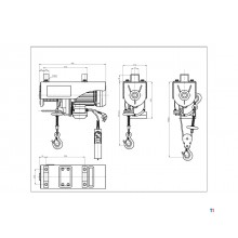 Polipasto eléctrico de cable 500/990kg 18 metros 230V MW Herramientas