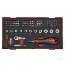Bits- og topnøglesæt Skum 1 bakke 1/4" flad - ROB - PZ - PH - TPX - TX - GR 78 dele Teng Tools