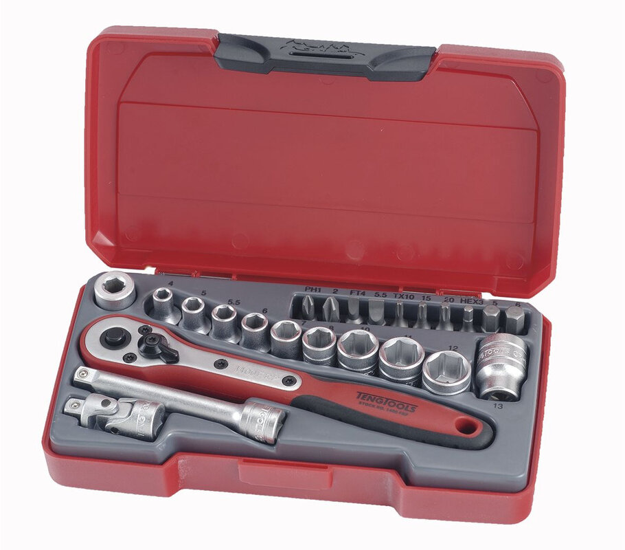 Steckschlüssel- und Bitsatz 1/4" 4-13mm 24-tlg. Teng Tools