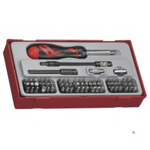 Bit-Set mit Ratschenschraubendreher TT1 Ablage Flach- PH- PZ- TX-- HEX- TPX- Vierkant 74-teilig Teng Tools