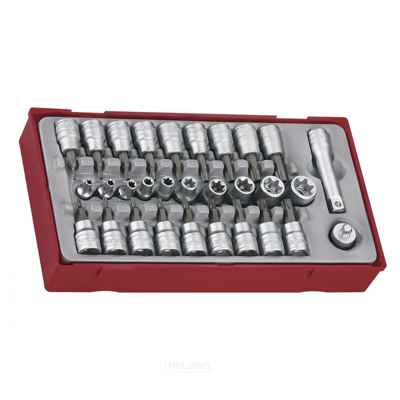 Topnøglesæt Tx-Tpx TT1 bakke 1/4" 3/8" TX-TPX 30 dele Teng Tools