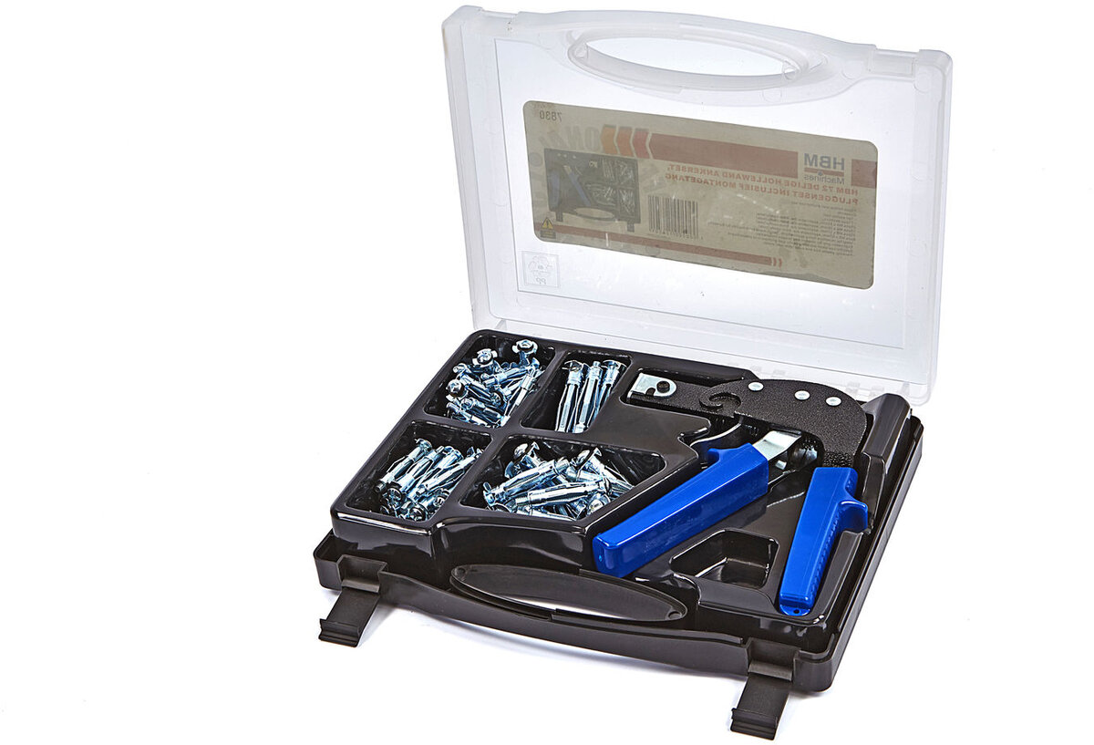 HBM 72-teiliges Hohlwanddübel-Set, Dübelset inkl. Montagezange