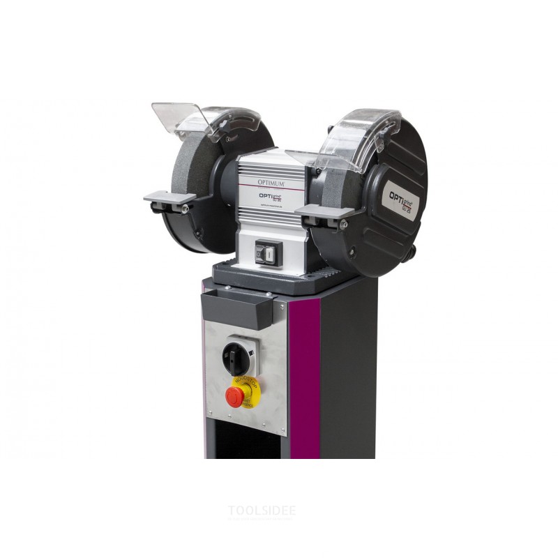 Kaksoishioomakone, halkaisija 200 mm, 2850 rpm, 600 W, 400 V, sisältää kaksi hiomalaikkaa, erillisen hätäpysäytyskytkimen ja Opt