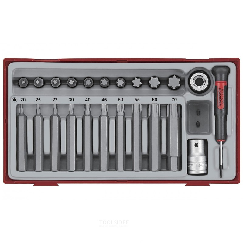 Bitset TX - lyhyt ja pitkä kuusiokololiitoksella TT1-tarjotin 1/2" 40-75 mm L 23 osaa Teng Tools