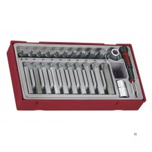 Bitsatz TX - kurz und lang mit Anschluss Sechskant TT1 Ablage 1/2" 40-75mm L 23-teilig Teng Tools