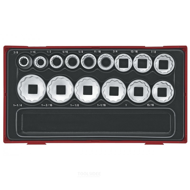 Hylsyavainsarja AF TT1, lokero 1/2", 12 sivua, 3/8" - 1 1/4" 15 osaa Teng Tools