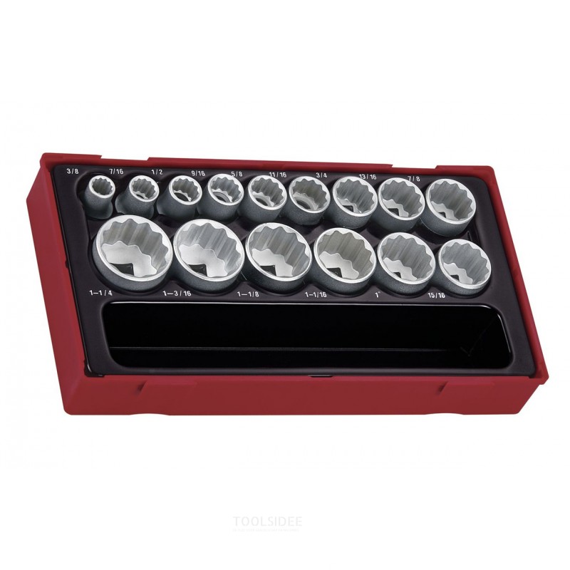 Hylsyavainsarja AF TT1, lokero 1/2", 12 sivua, 3/8" - 1 1/4" 15 osaa Teng Tools