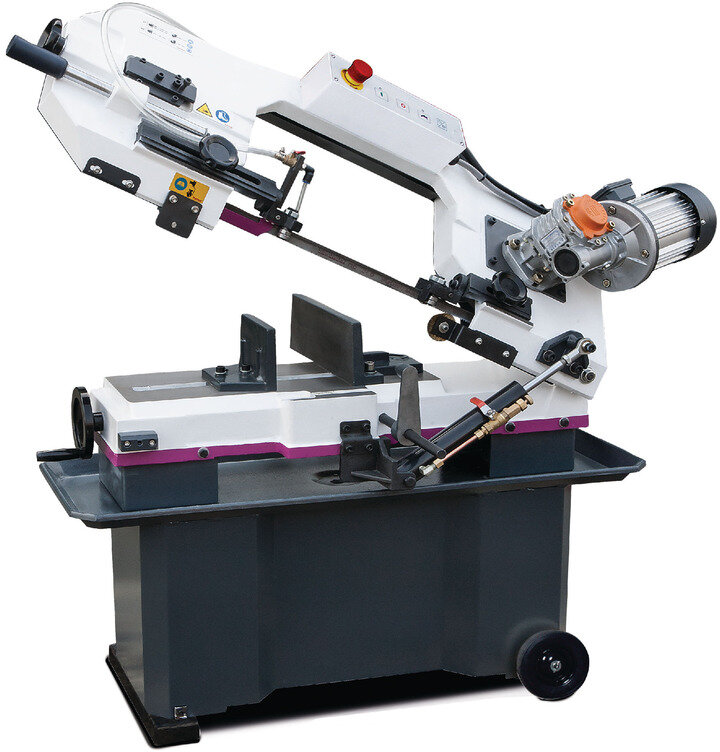 Mobil metallbåndsag 0–45° skjærekapasitet rundt 180 mm 0,55/0,75 kW 400 V 2-trinns kjølegirkasse Optisaw