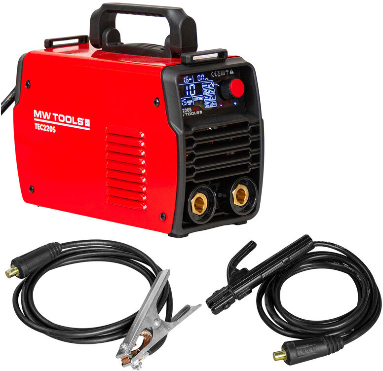 Elektrodeinverter LCD 220A 230V + tilbehør MW Tools Elektrodeinverter LCD 220A 230V + tilbehør MW Tools