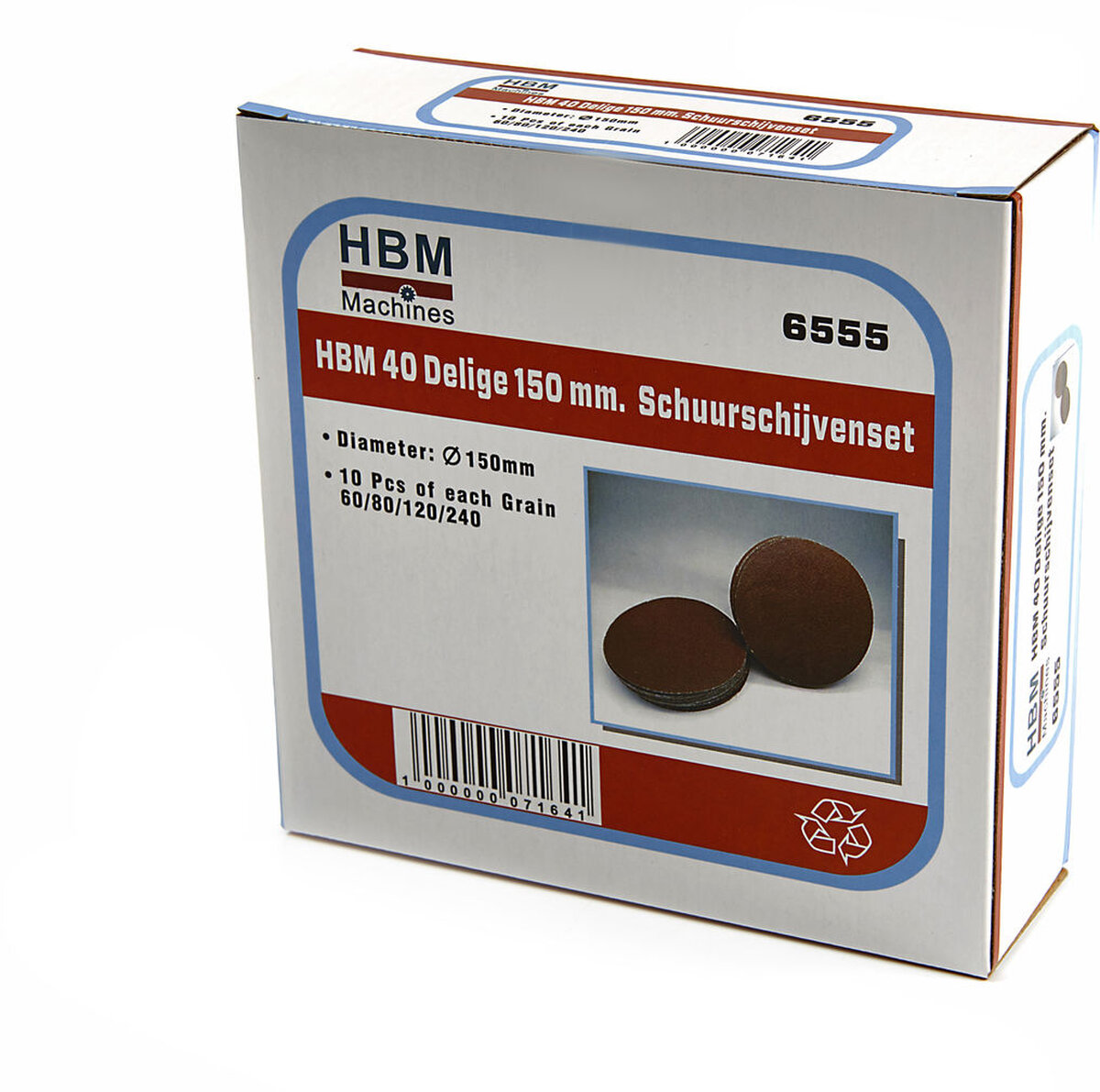 HBM 40-teiliges 150-mm-Selbstklebe-Schleifscheibenset