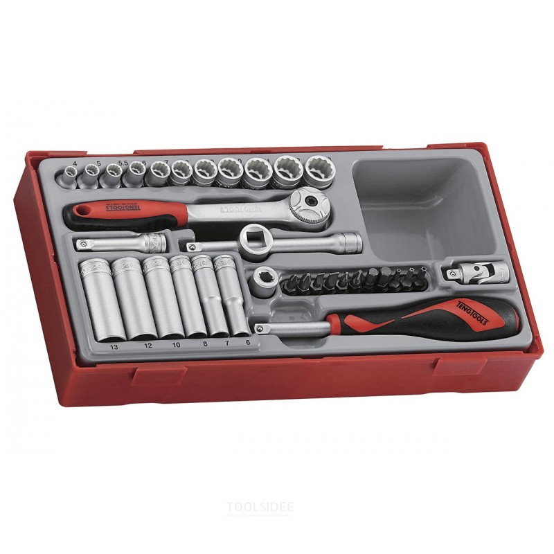 Hylsyavainsarja 1/4" 12-sivuinen TC-lokero 35-osainen Teng Tools