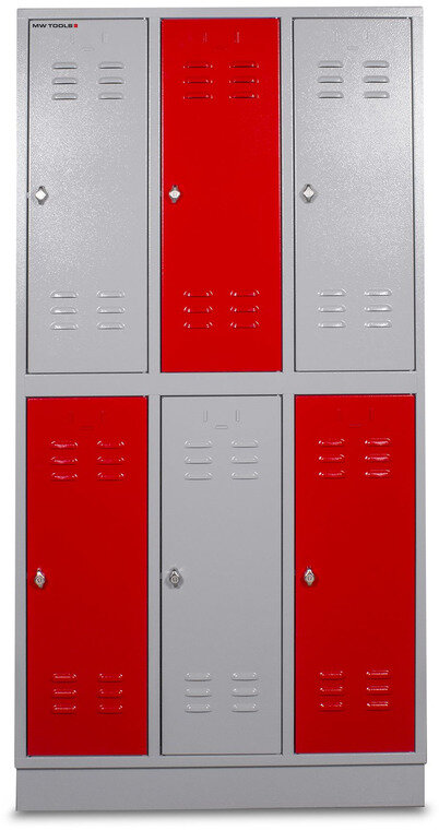 Schrank mit 6 Schließfächern: 3 Spalten x 2 Reihen MW Tools