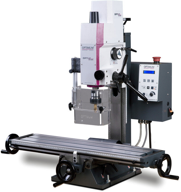 Bore- og fræsemaskine X 480 mm Y 175 mm Z 210 mm MK2/M10 0,75 kW 230V variabel hastighed langt bord Optimill