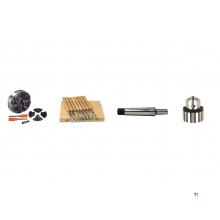 Pakke tredreiebenk 355x510mm + 4-kjevs chuck dia. 100mm + 8 stk. dreieverktøy + chuck + chuckhale Holzstar