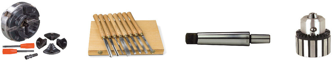 Pakke tredreiebenk 355x510mm + 4-kjevs chuck dia. 100mm + 8 stk. dreieverktøy + chuck + chuckhale Holzstar