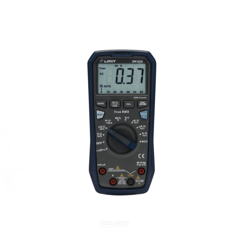 Digital multimeter CAT III 1000V / CAT IV 600V measures AC/DC current DC/AC voltage resistance capacitance frequency temperature