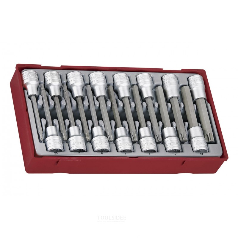 Topnøgle- og bitsæt TT1 bakke 1/2" Unbrako og TX - lang 4-16 mm 15 dele Teng Tools