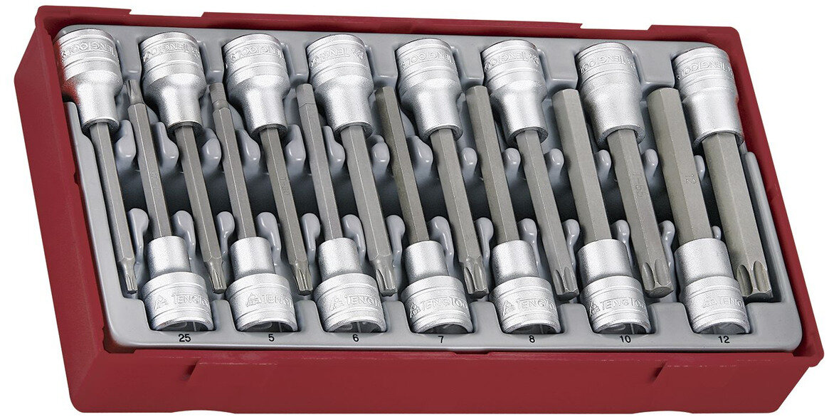 Topnøgle- og bitsæt TT1 bakke 1/2" Unbrako og TX - lang 4-16 mm 15 dele Teng Tools Topnøgle- og bitsæt TT1 bakke 1/2" Unbrako og TX - lang 4-16 mm 15 dele Teng Tools