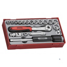 Topnøglesæt TT1 bakke 3/8" 8-22mm 19 dele 6 sider Teng Tools